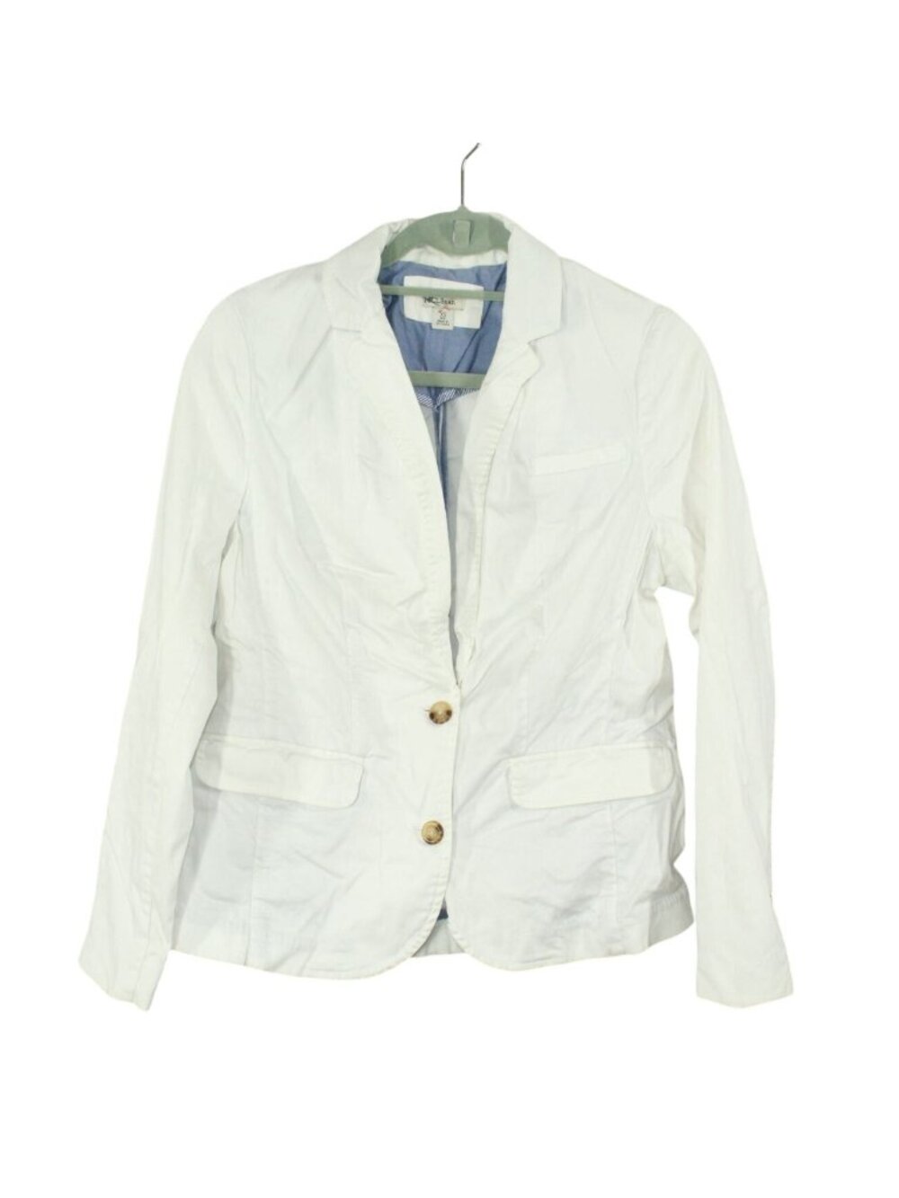 LL Bean White Blazer Jacket Cotton Stretch Tailored Casual Career XS